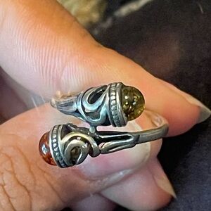 Stunning Fire-Like Silver Ring Size 4.5